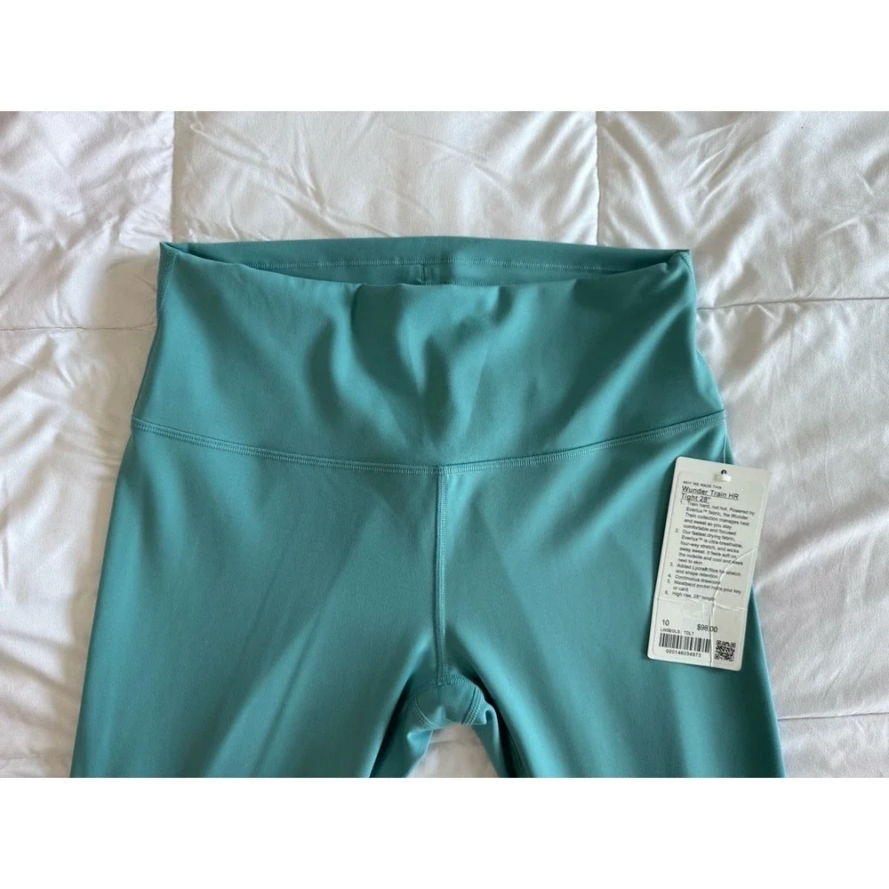 New Lululemon Size 10 Wunder Train HR Tight 28" TDLT Tide Teal Leggings SOLD OUT - Picture 3 of 9